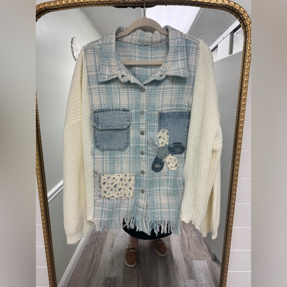 Custom Made Upcycle Patchwork Button-Up Jacket - Picture 1 of 4